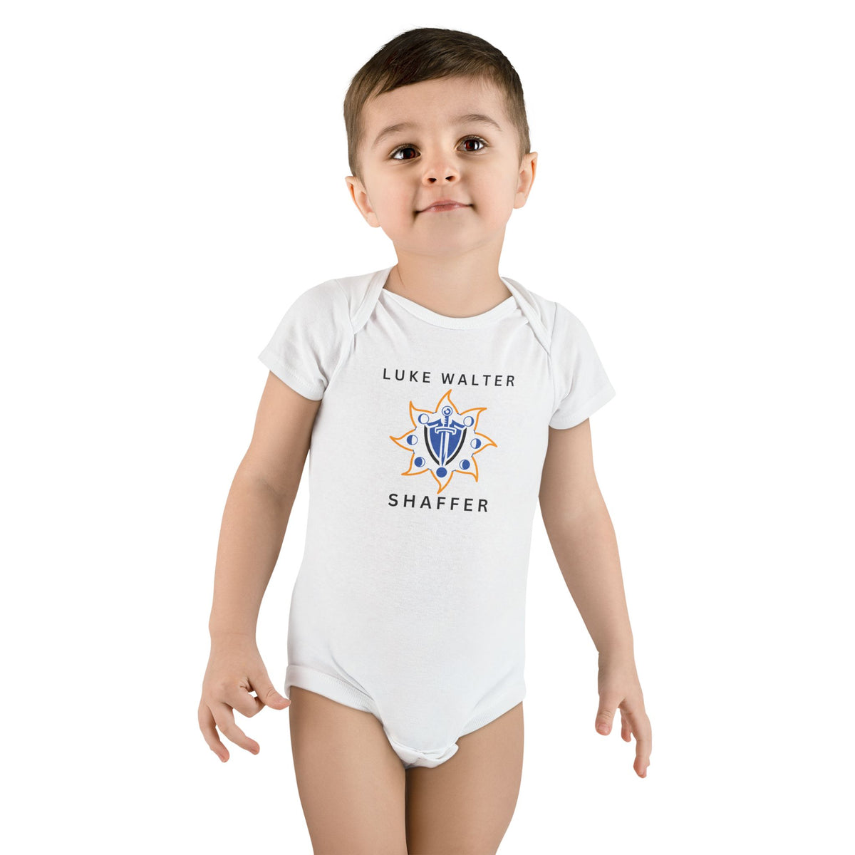 Personalized Baby Onesie with Crest Design — Custom Name Baby Bodysuit
