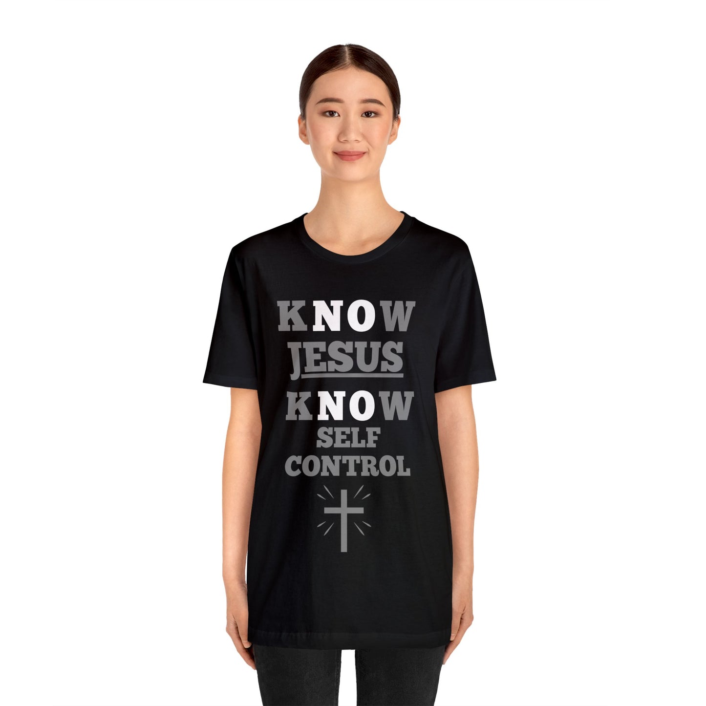 KNOW JESUS KNOW SELF CONTROL COTTON TEE