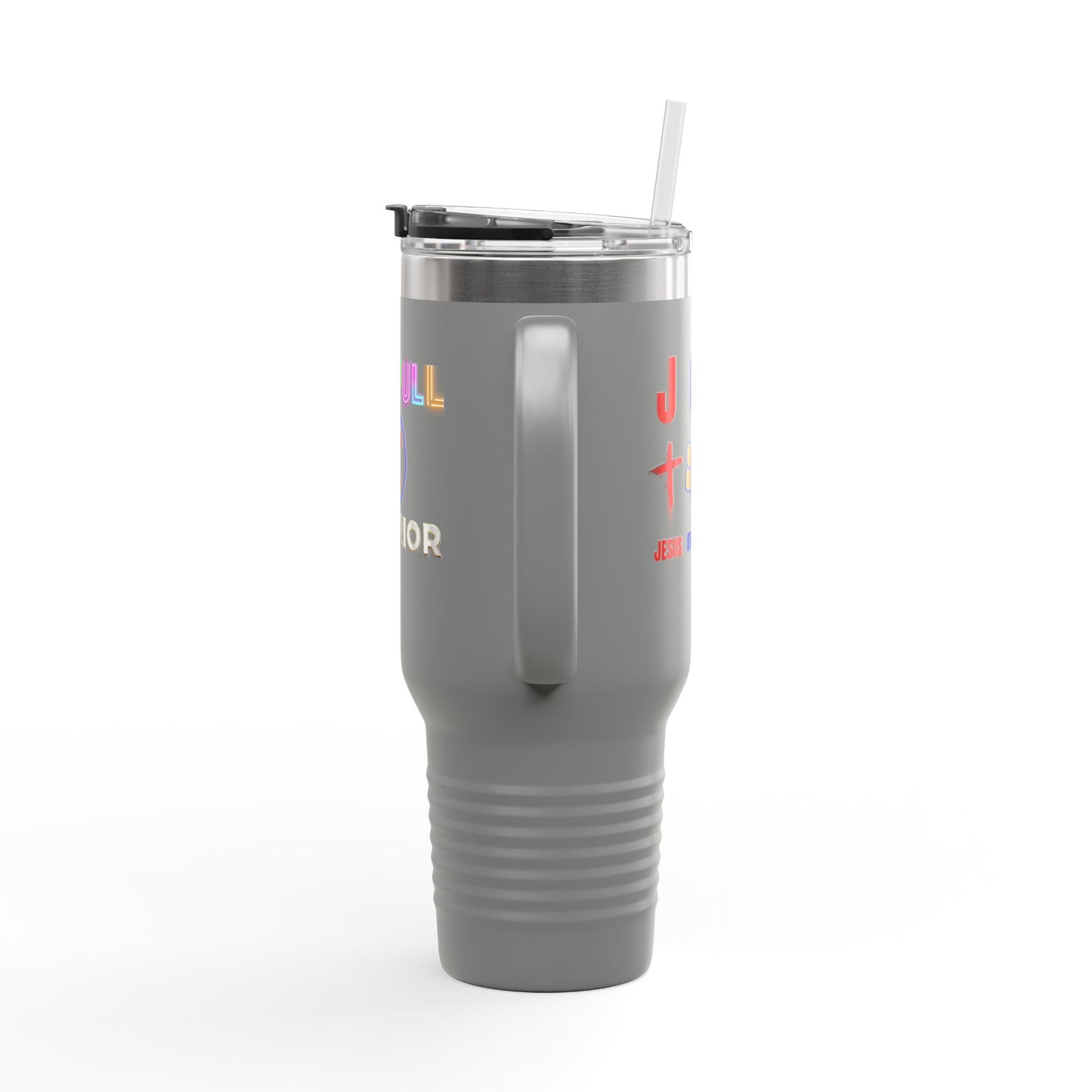Joyful Warrior 40oz Insulated Travel Mug — Christian Faith Tumbler with Straw