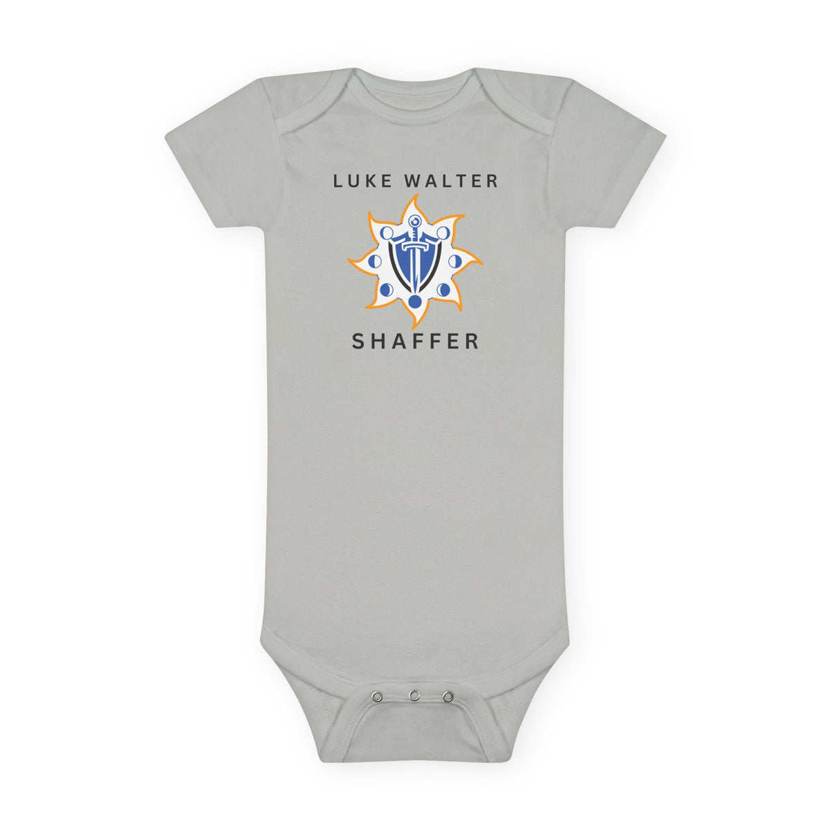 Personalized Baby Onesie with Crest Design — Custom Name Baby Bodysuit