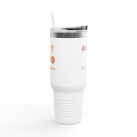 Joyful Warrior 40oz Insulated Travel Mug — Christian Faith Tumbler with Straw