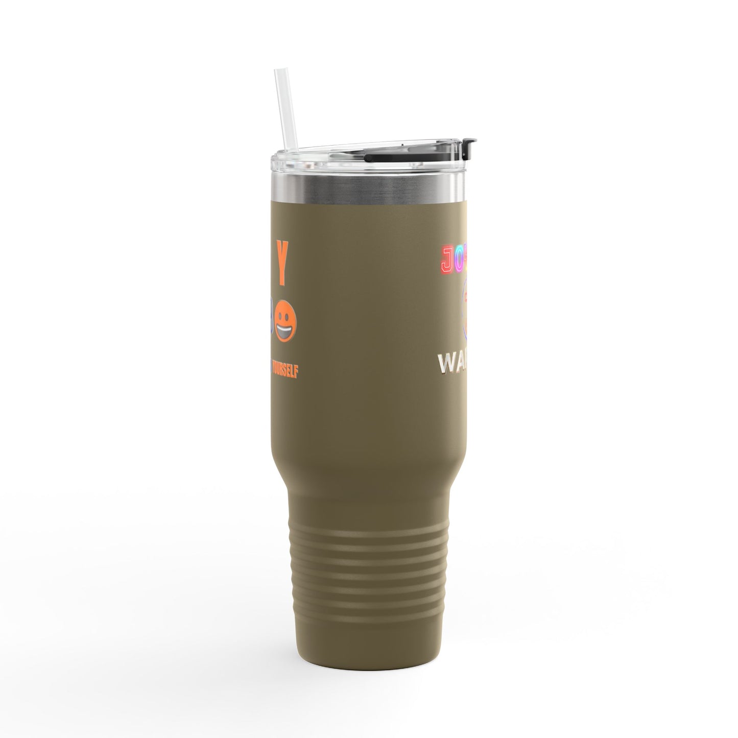 Joyful Warrior 40oz Insulated Travel Mug — Christian Faith Tumbler with Straw