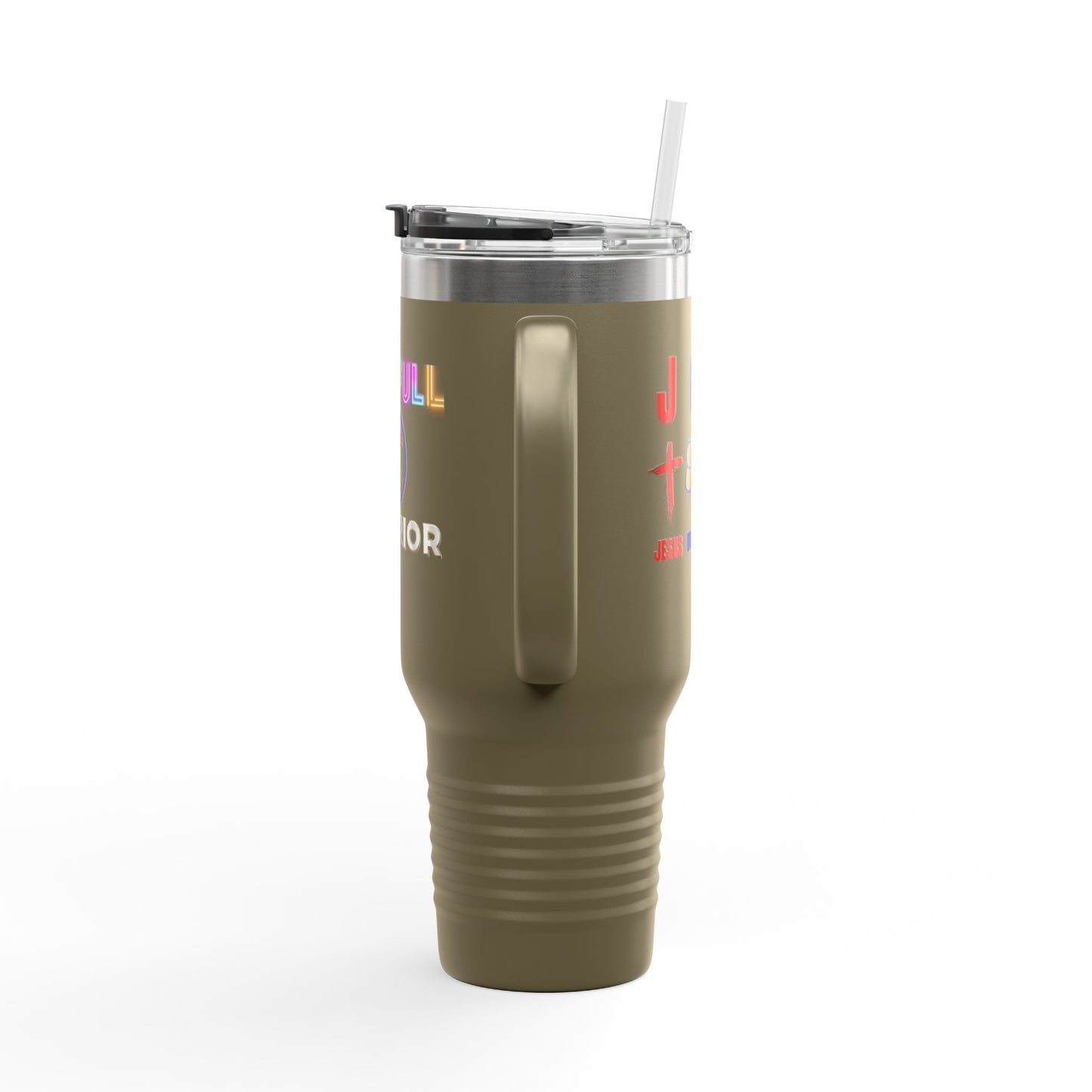 Joyful Warrior 40oz Insulated Travel Mug — Christian Faith Tumbler with Straw