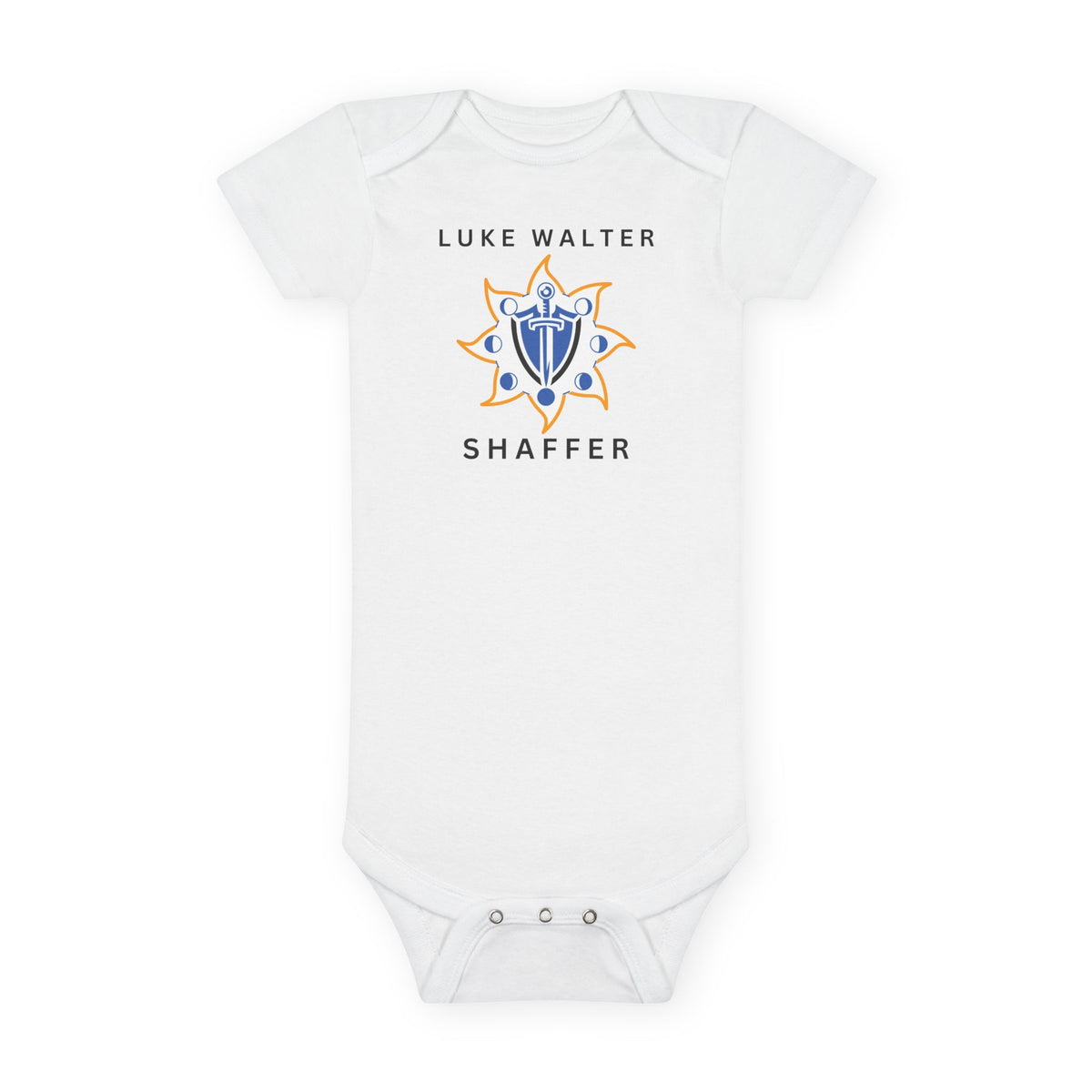 Personalized Baby Onesie with Crest Design — Custom Name Baby Bodysuit