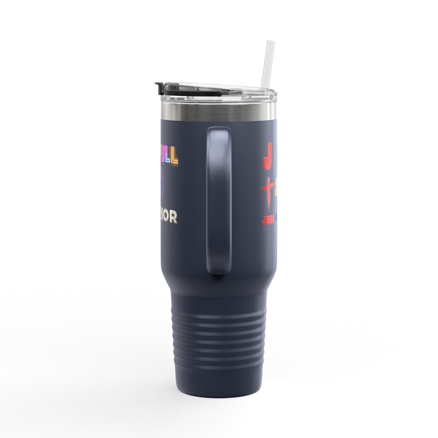 Joyful Warrior 40oz Insulated Travel Mug — Christian Faith Tumbler with Straw