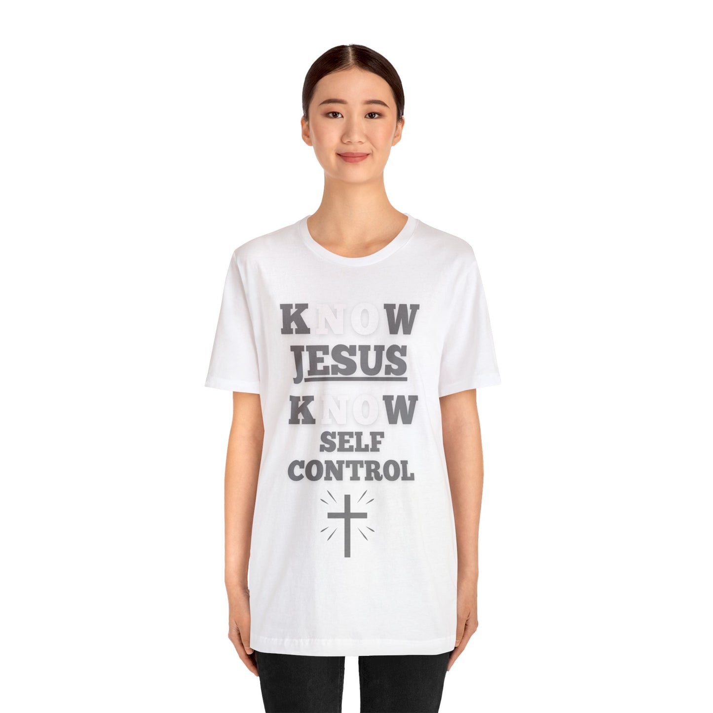 KNOW JESUS KNOW SELF CONTROL COTTON TEE