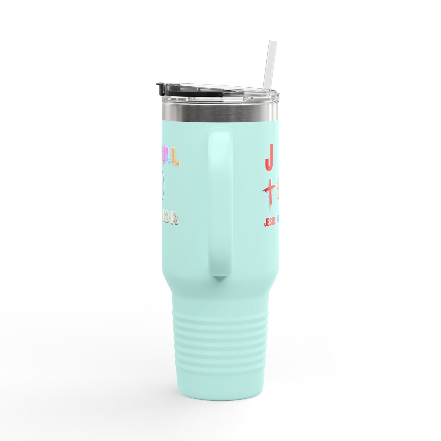 Joyful Warrior 40oz Insulated Travel Mug — Christian Faith Tumbler with Straw