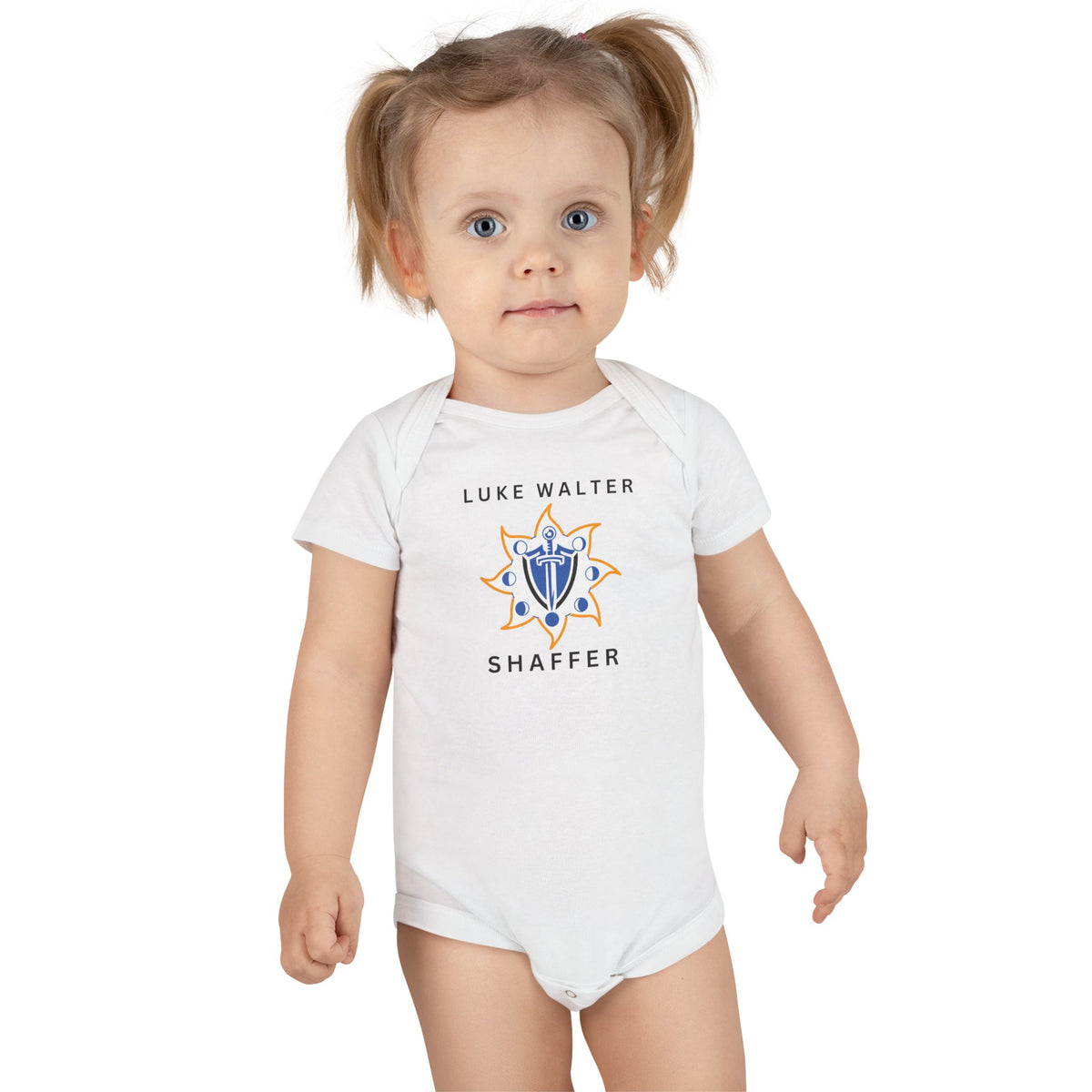 Personalized Baby Onesie with Crest Design — Custom Name Baby Bodysuit
