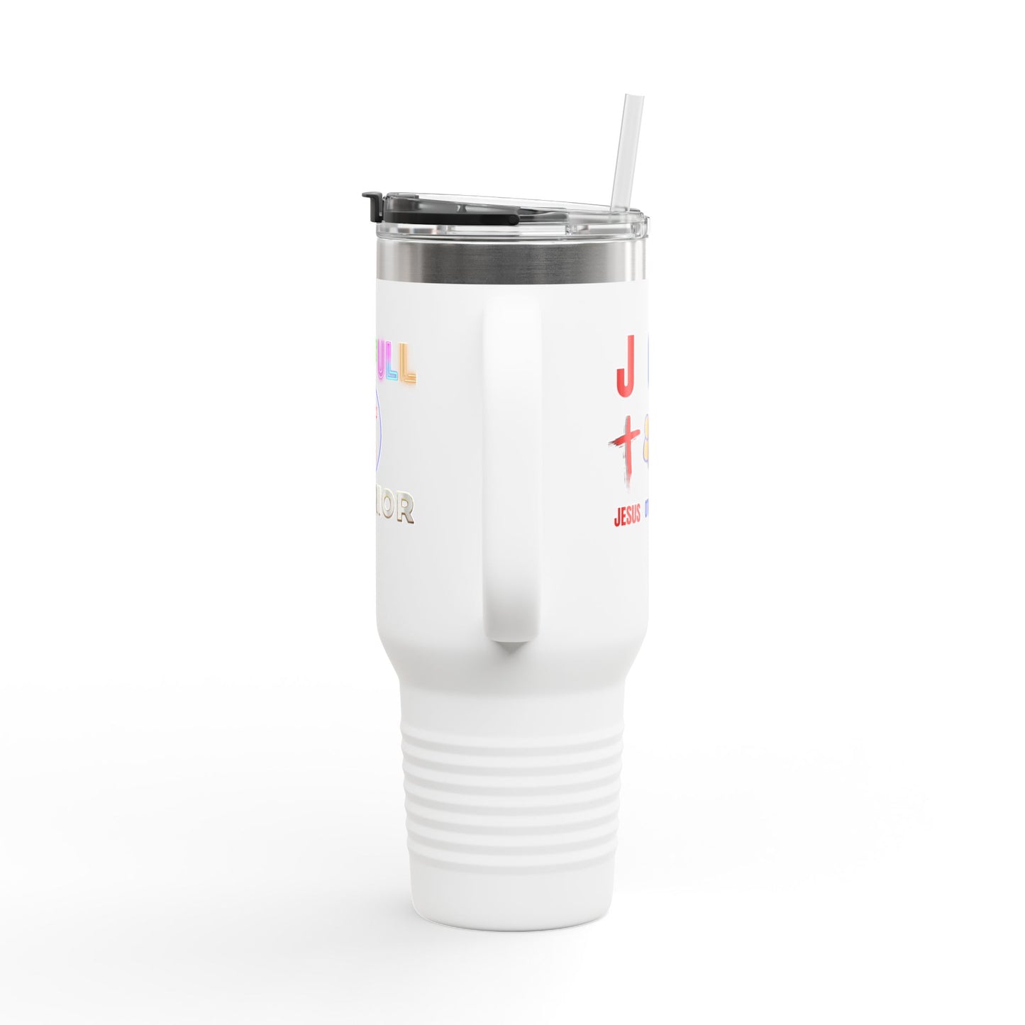 Joyful Warrior 40oz Insulated Travel Mug — Christian Faith Tumbler with Straw