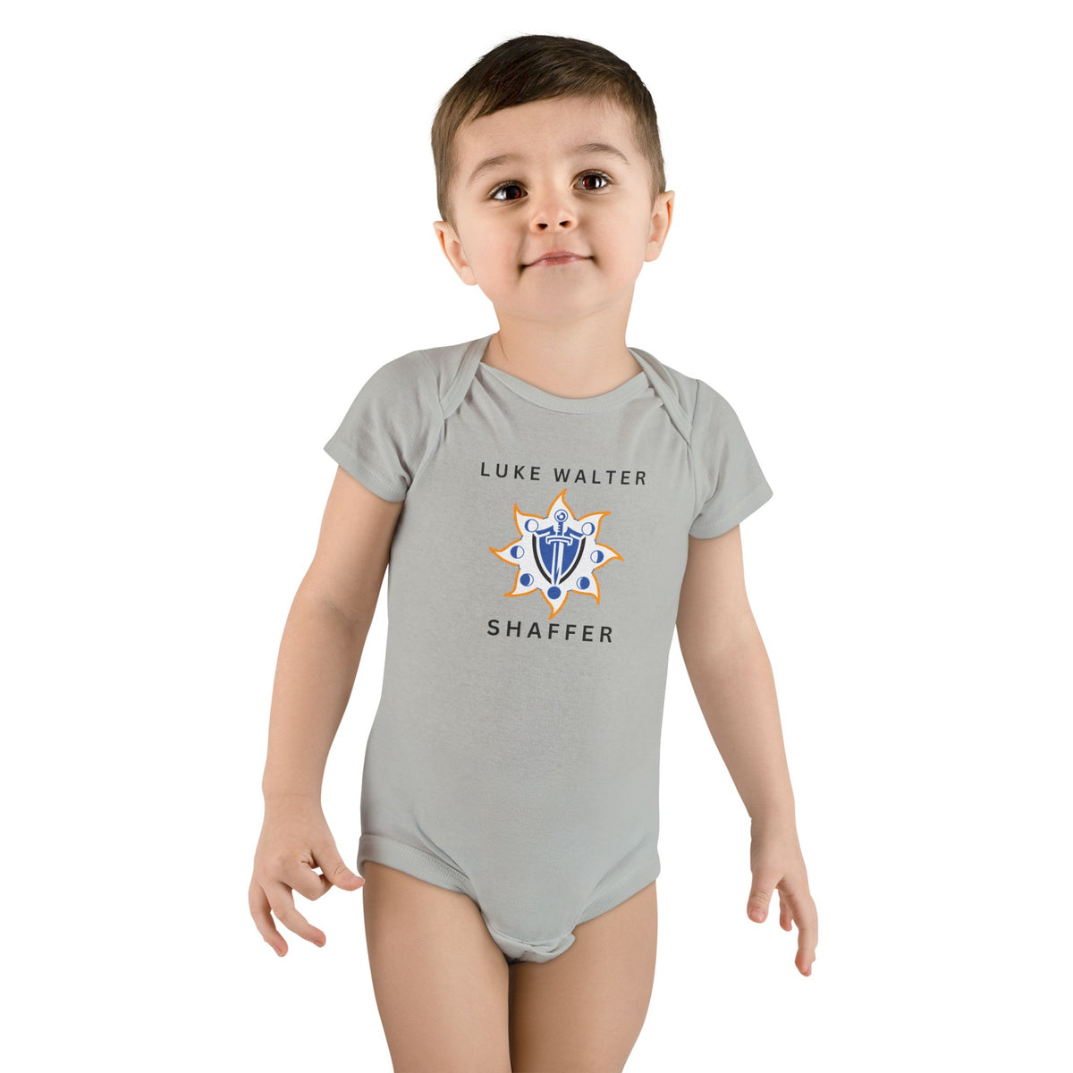 Personalized Baby Onesie with Crest Design — Custom Name Baby Bodysuit